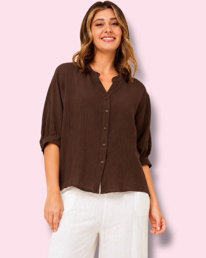Mia Shirt - Dk Chocolate