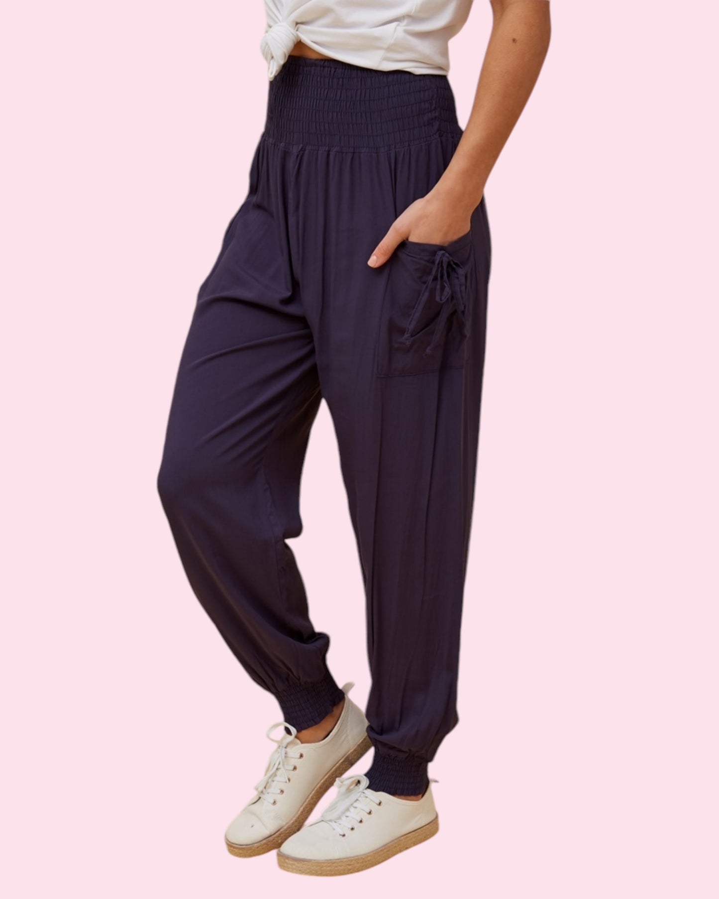 Plain Colours Harem Pants - Navy