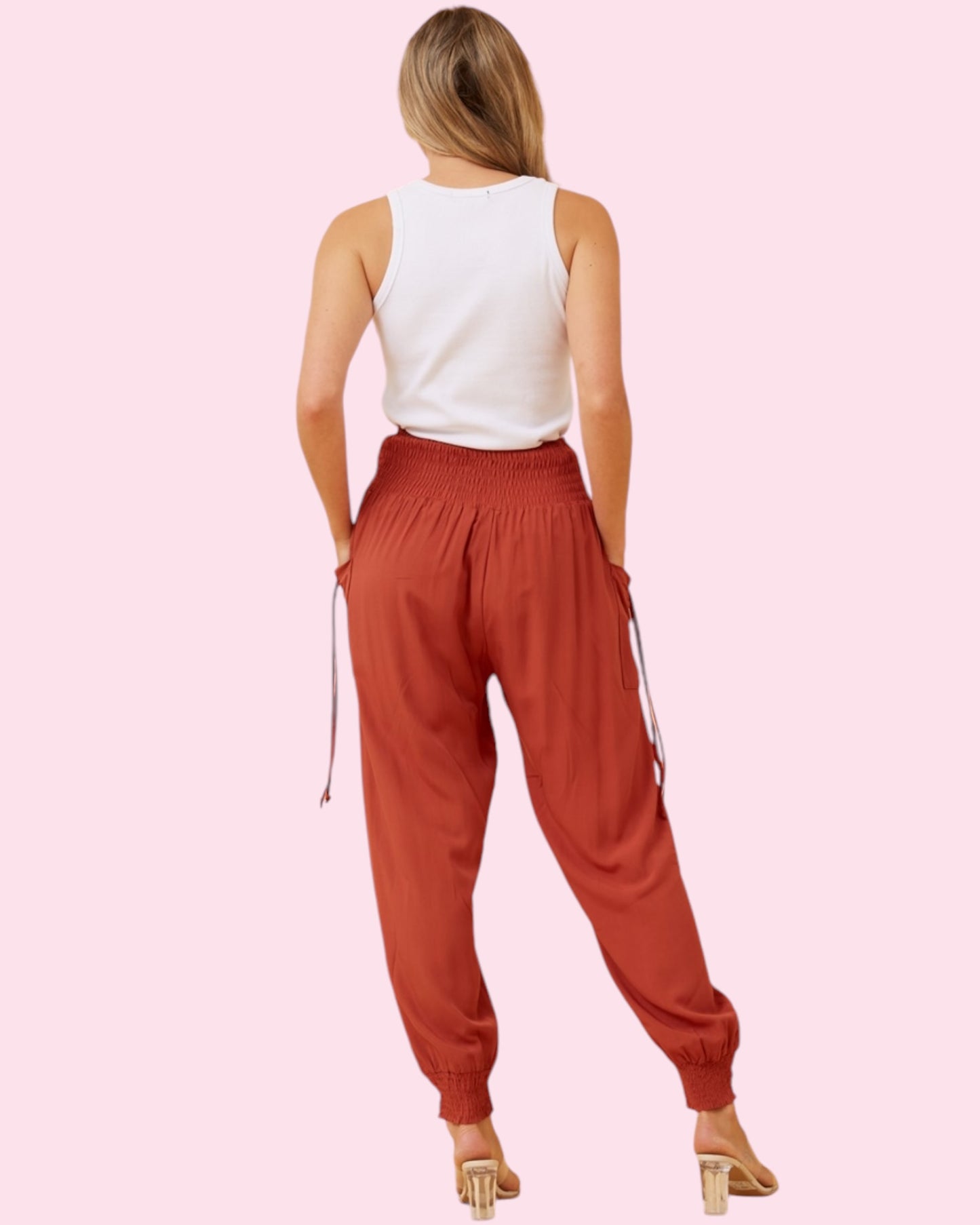 Plain Colours Harem Pants - Burnt Orange