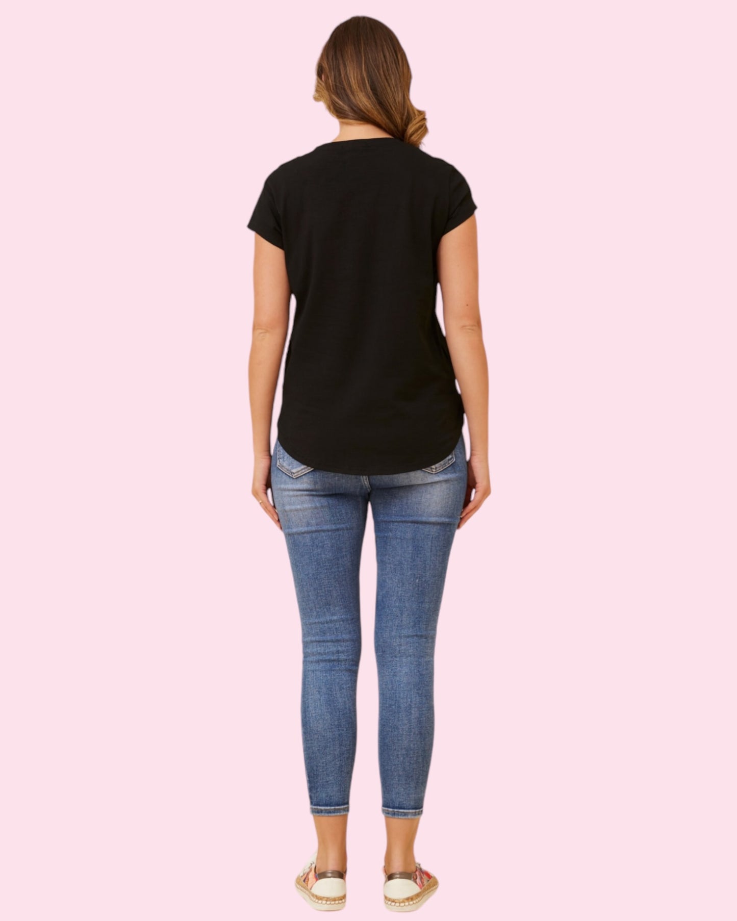 AZE Beaded Cap Sleeve Tee - Black