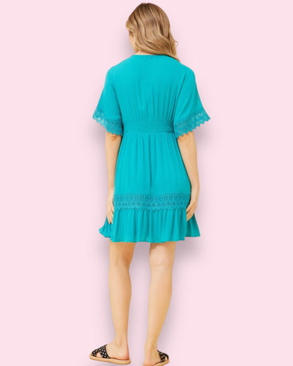 Leland Lace Dress - Turquoise