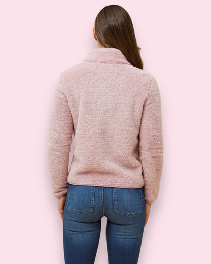Teddy Fur Zip Jacket - Dusty Pink