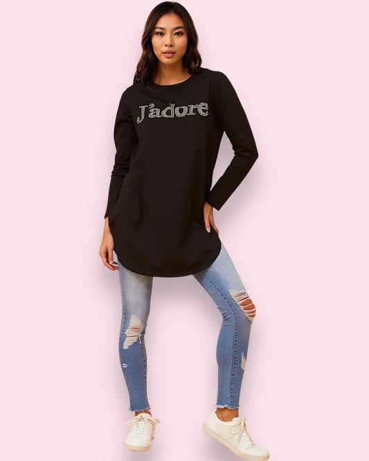 J’Adore Long Sleeve Top - Black
