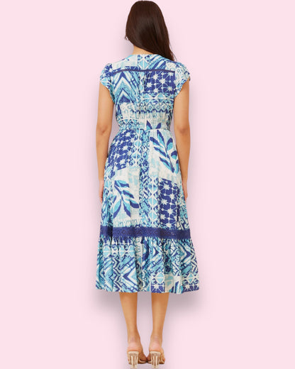 Clea Midi - Indigo/White
