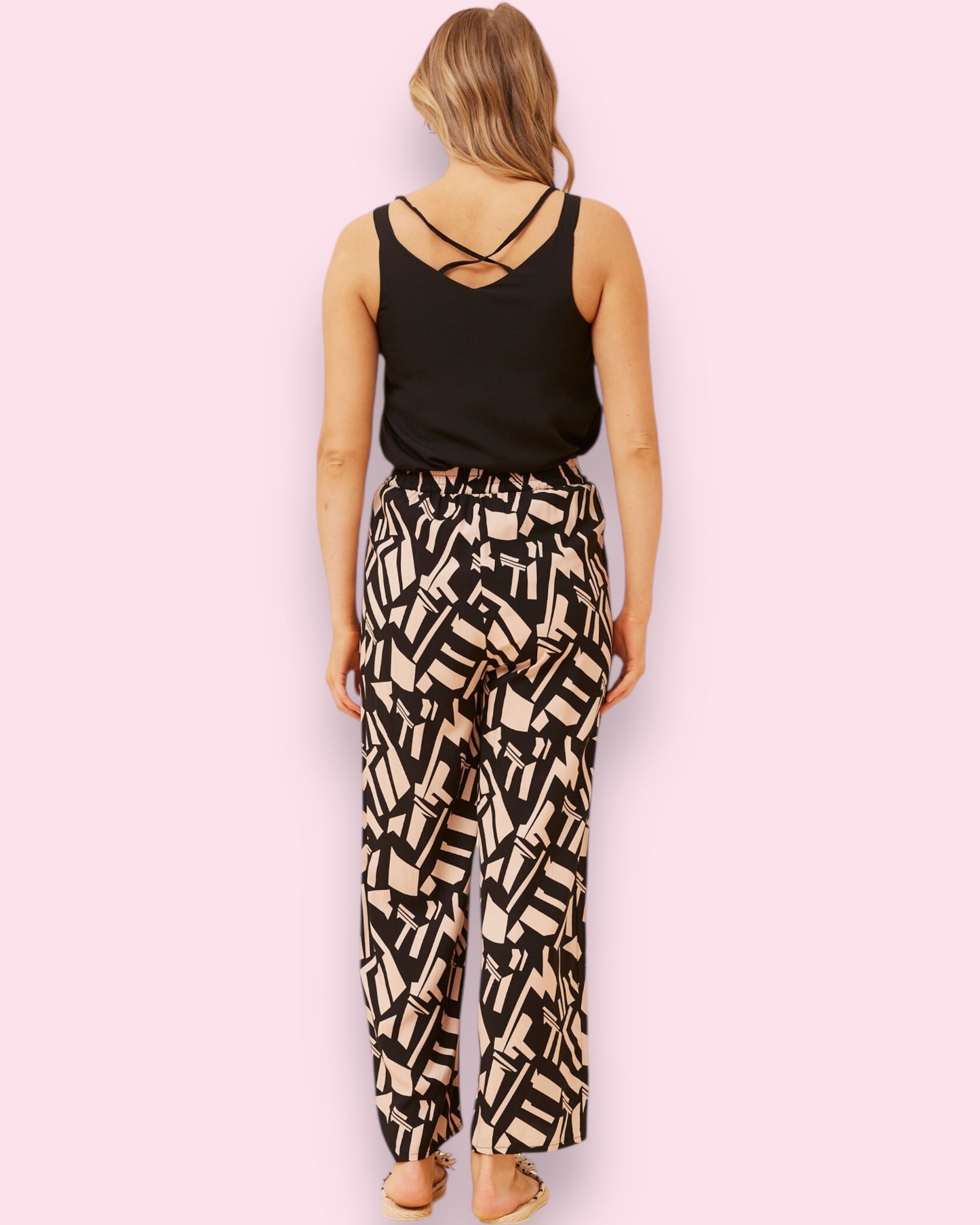 Genetta Printed Pants - Black Geo