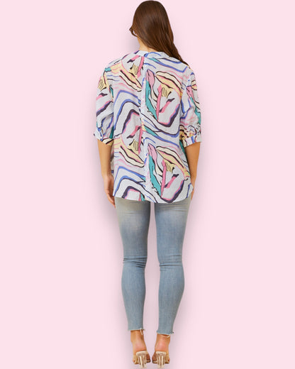 Mia Printed Shirt - Skylight Swirl