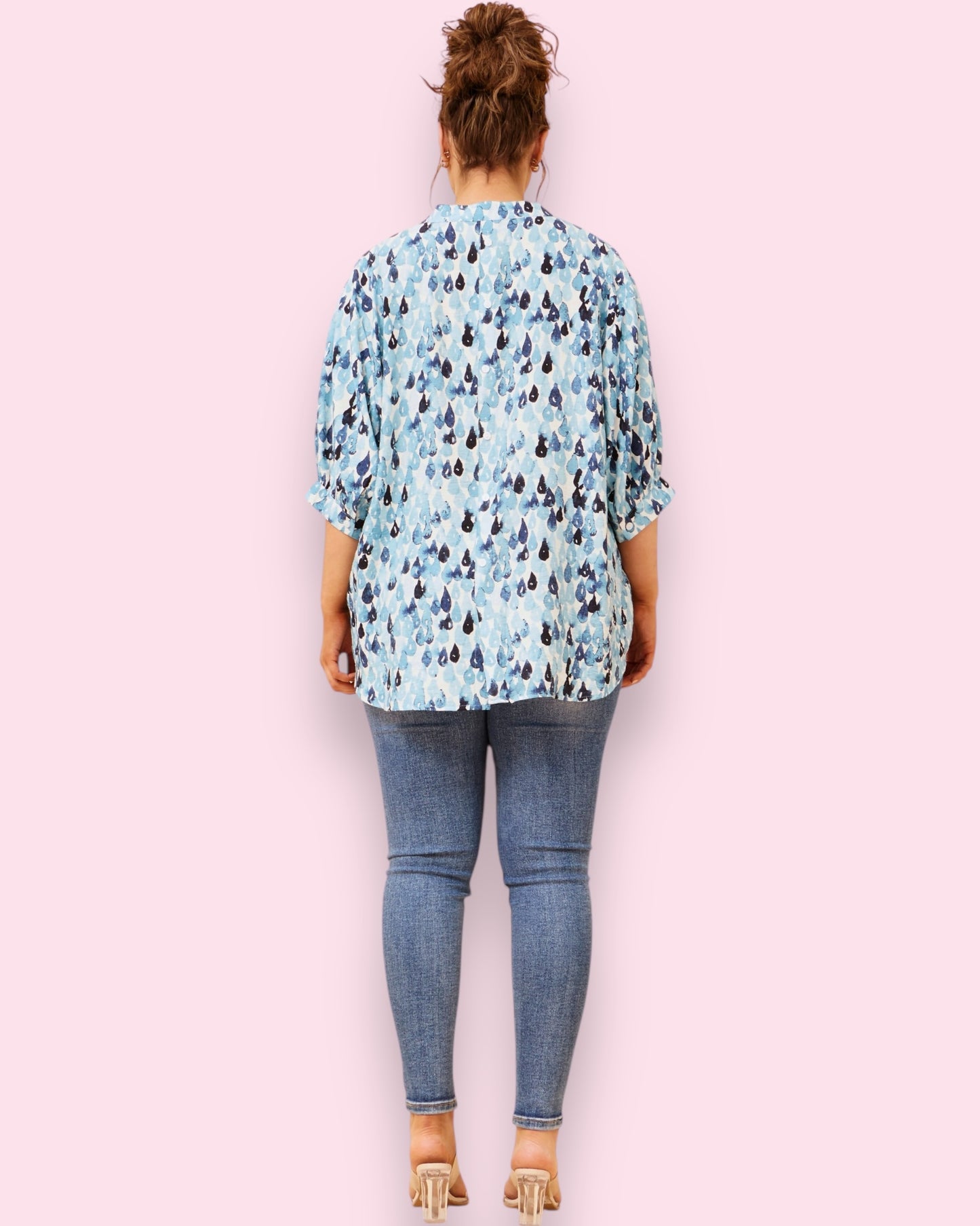Mia Printed Shirt - Blue Dew Drops