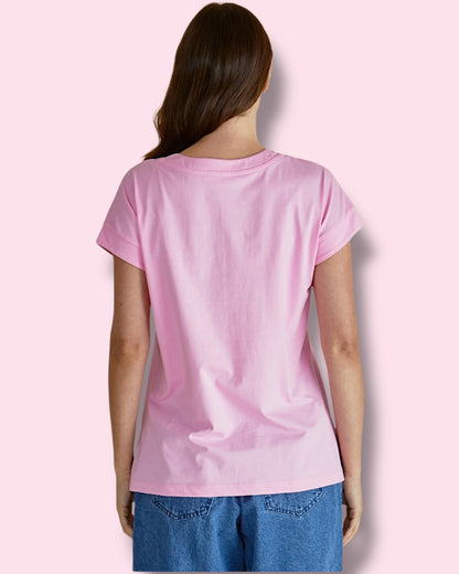 Tracey V-Neck Tee - Pink