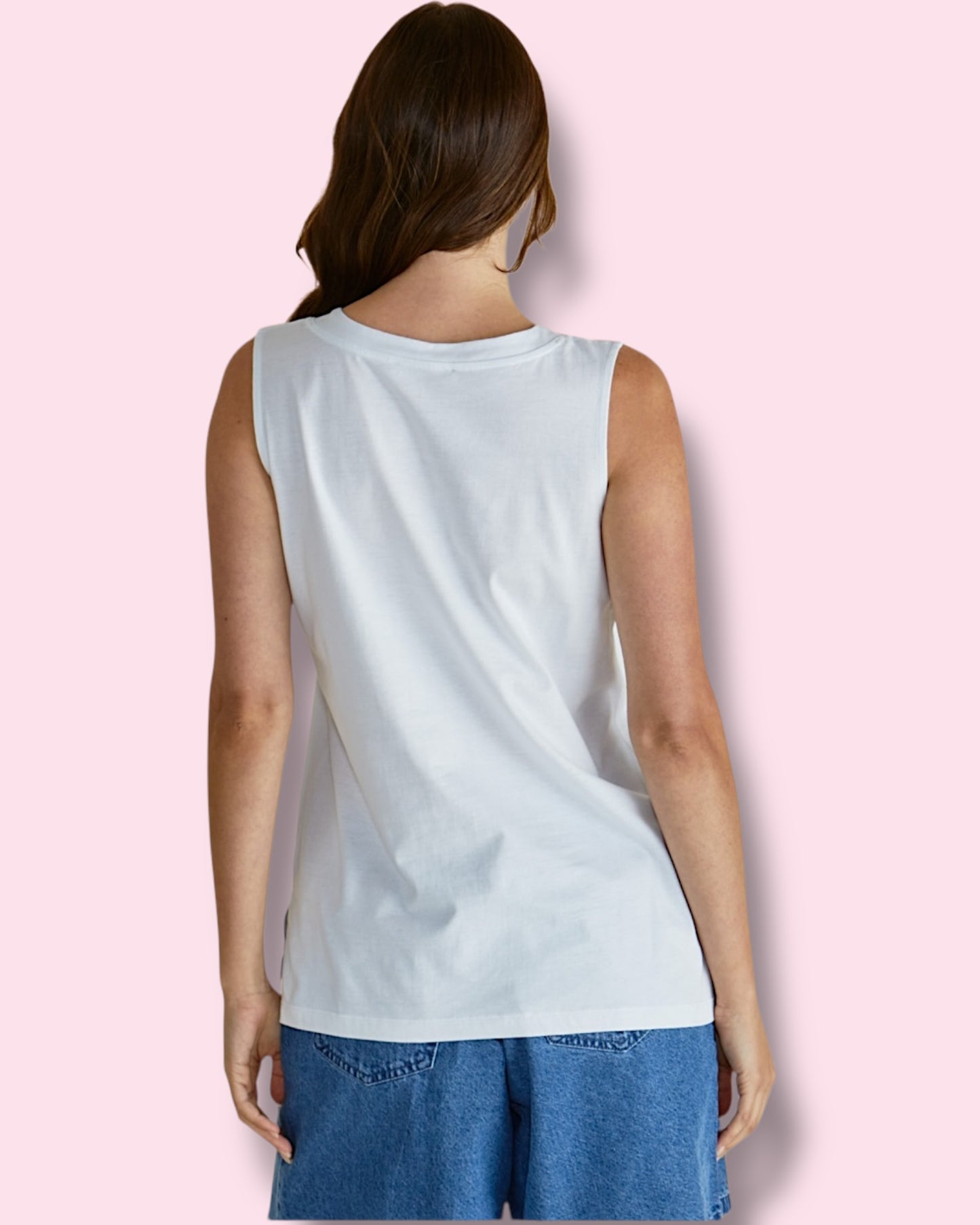 Trinity V-Neck Tank - White