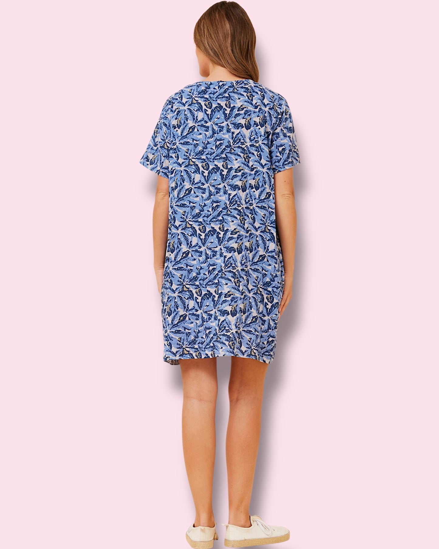 Selena Shift Dress - Blue Leaf
