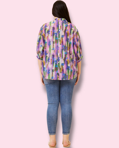 Mia Printed Shirt - Abstract Multi Pink