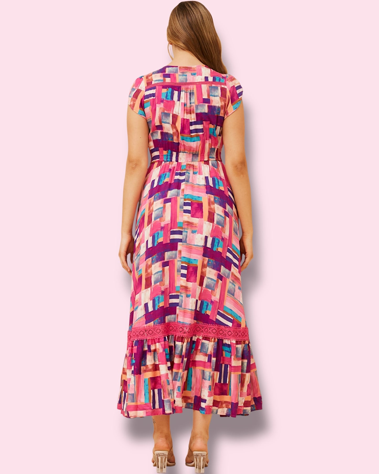 Cleo Maxi - Pink Abstract Brush Strokes