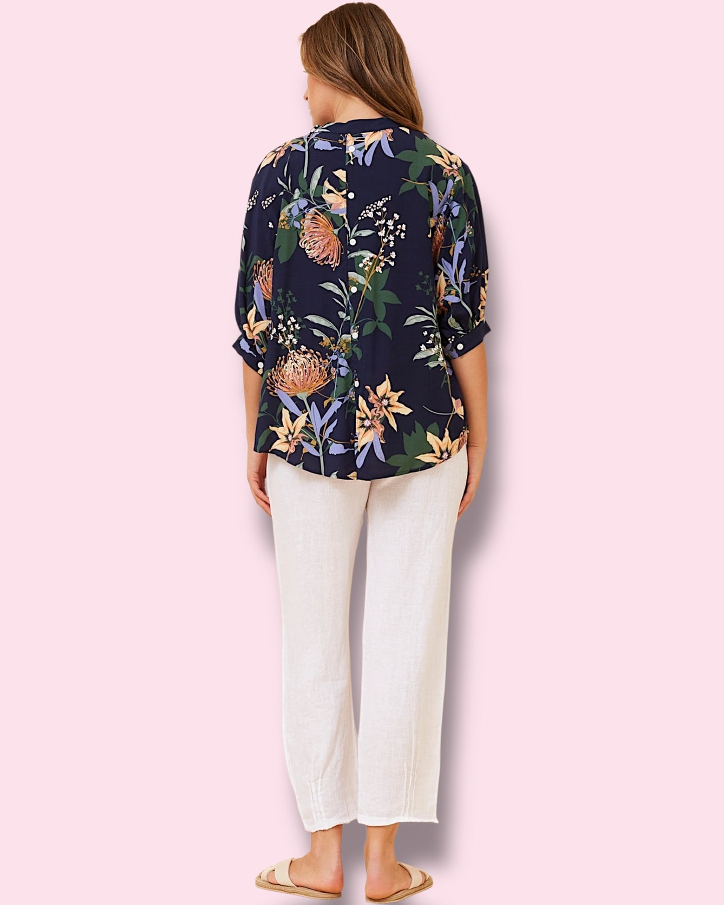 Mia Printed Shirt - Navy Natives