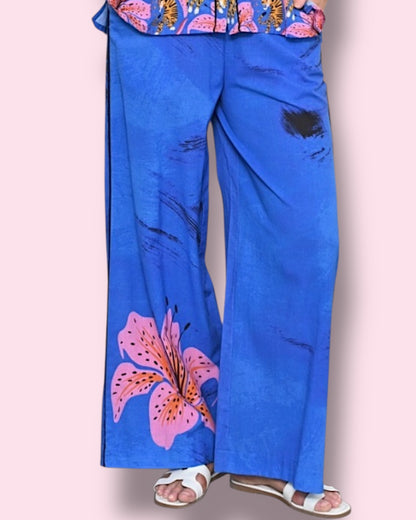 Luna Pants - Blue Hibiscus