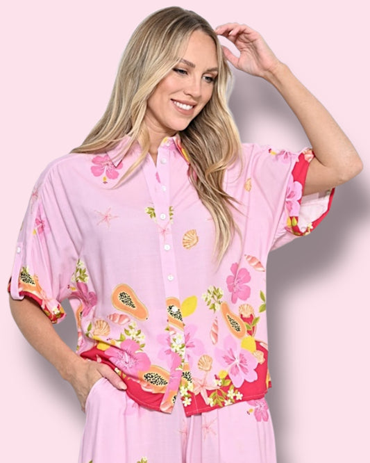 Chloe Shirt - Pink Tropical