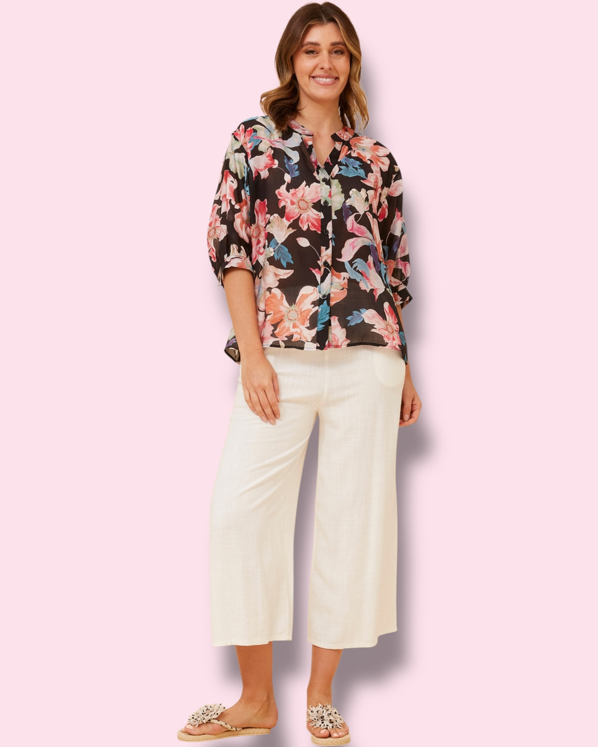 Mia Printed Shirt - Multi Black Floral