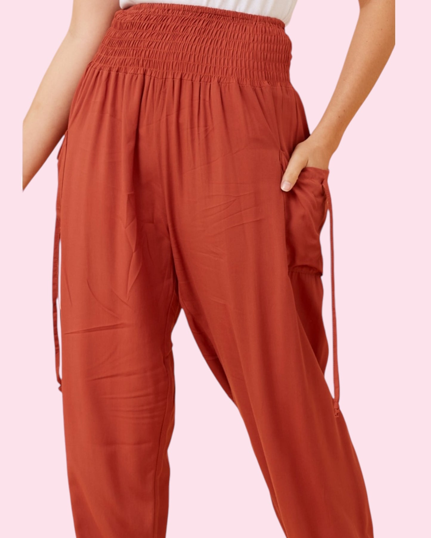 Plain Colours Harem Pants - Burnt Orange