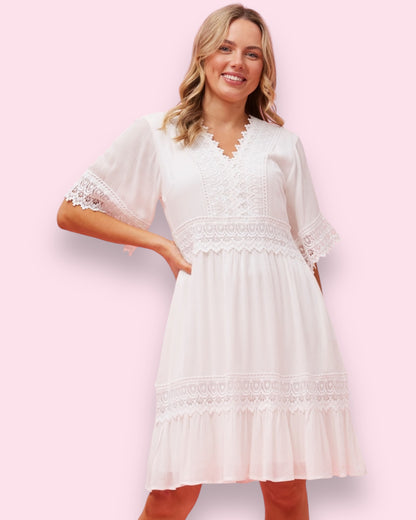 Leland Lace Dress - White