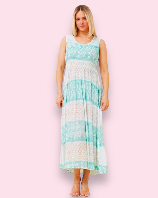 Lillian Maxi Dress - Green/White