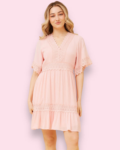 Leland Lace Dress - Petal Pink