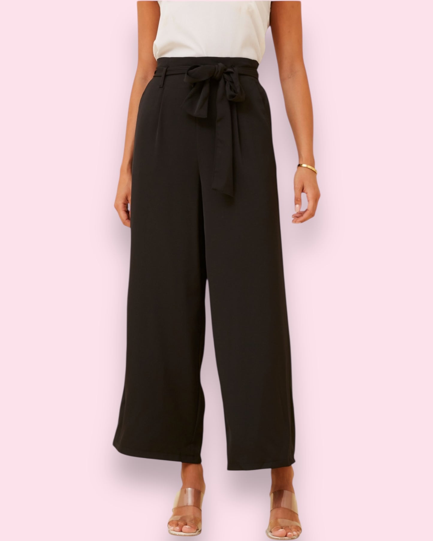 Lena Paperbag Waist Pants - Black