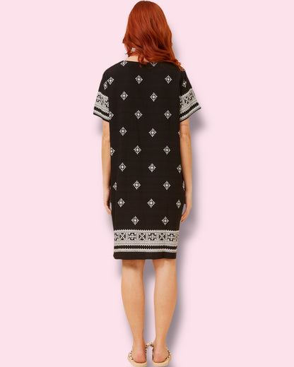 Selena Shift Dress - Black/White