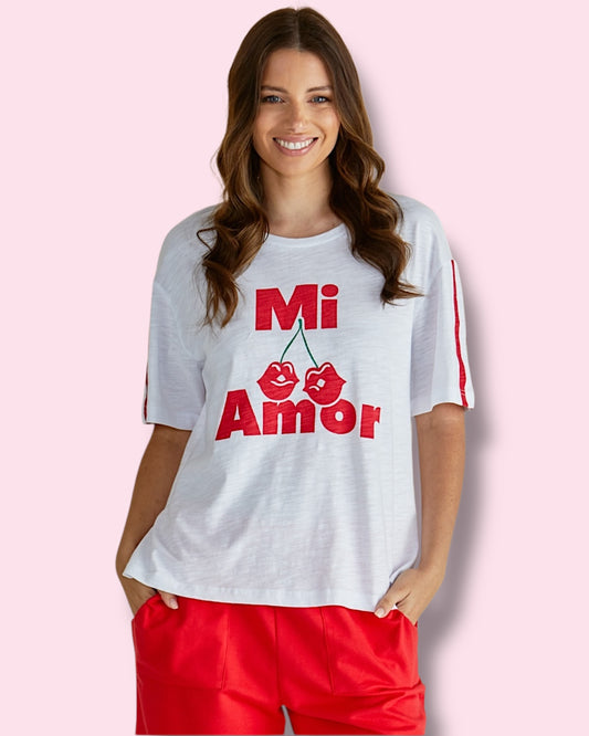 Relaxed Boxy Tee - Cherry Print