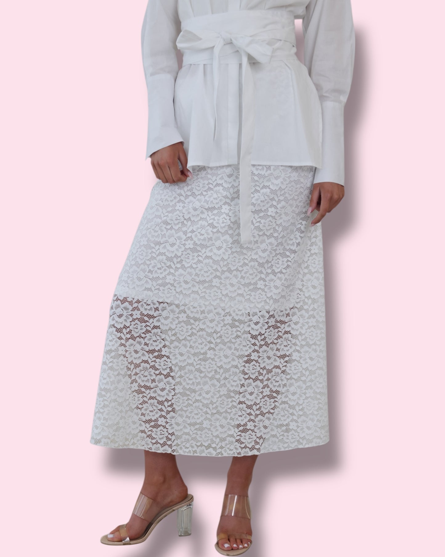 Leyna Lace Skirt - White