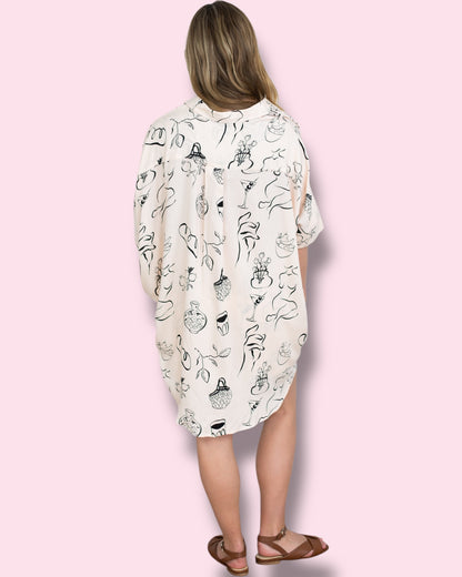 Greece Print Oversized Shirt