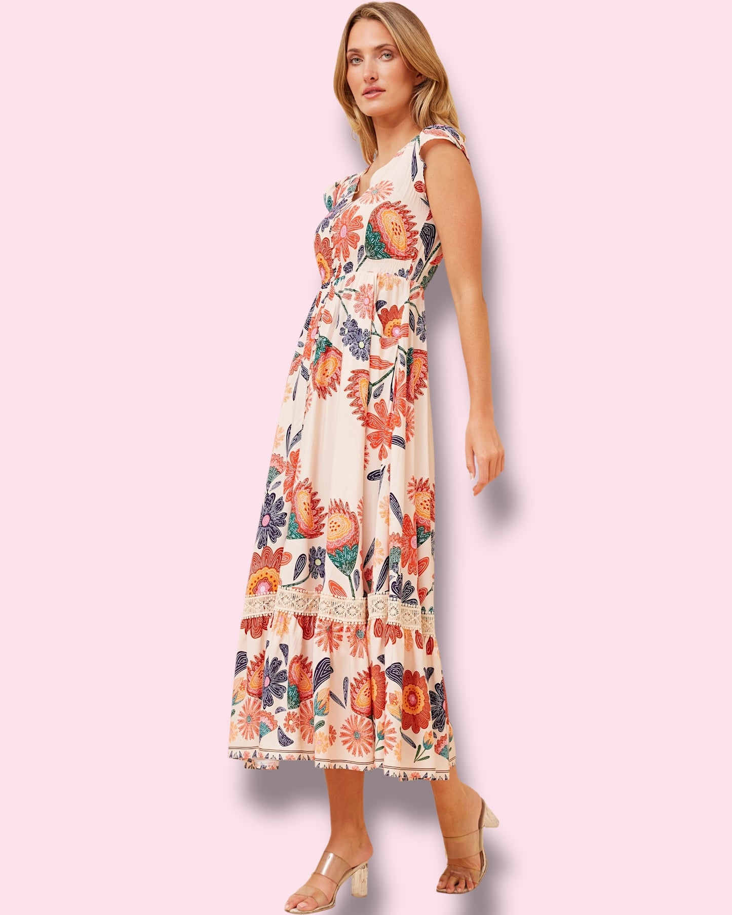 Cleo Maxi - Multi Orange Floral