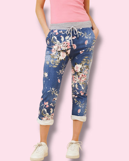 Jazzy 7/8 Printed Pants - Dark Denim