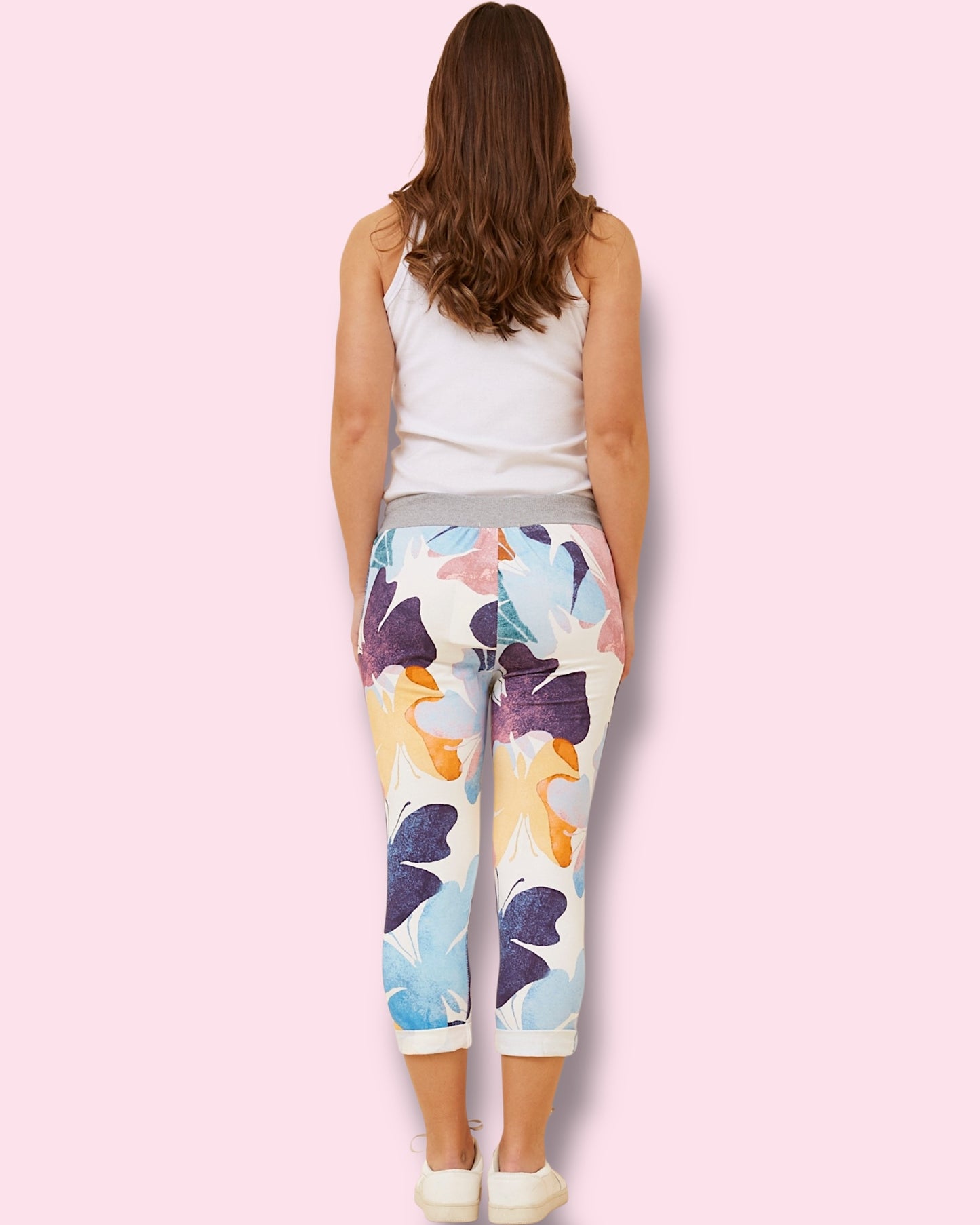 Jazlene 7/8 Printed Pants - Butterfly Print