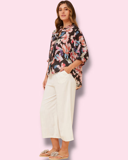 Mia Printed Shirt - Multi Black Floral