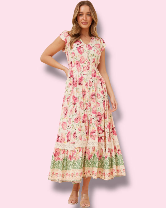 Cleo Maxi - Multi Pink Flowers