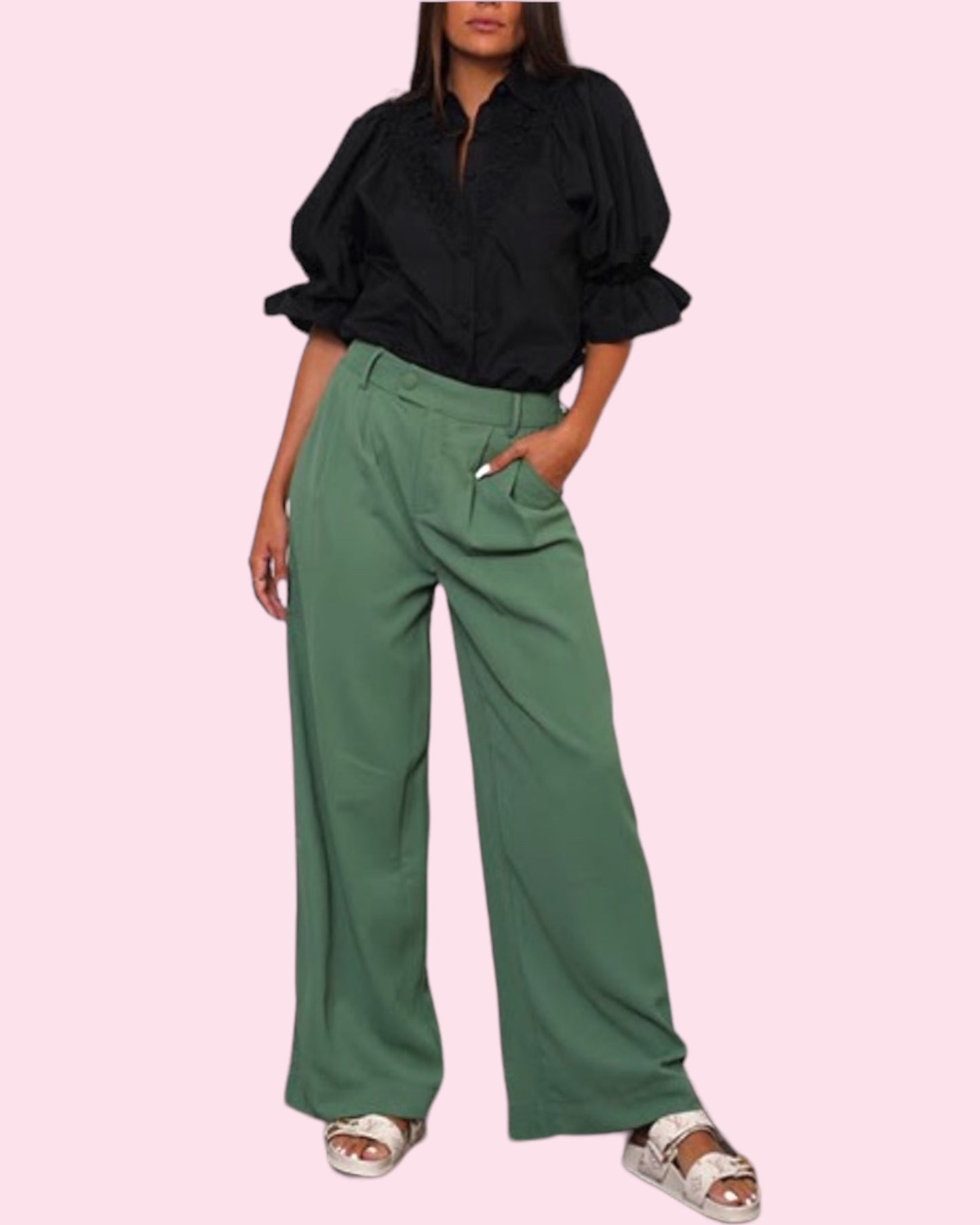 Hazel Wide Leg Pants - Sage