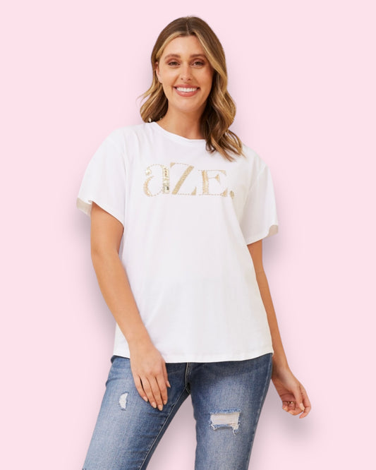 AZE Beaded Tee - White