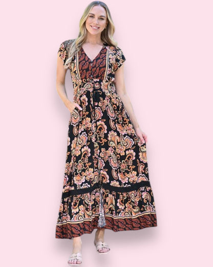 Cassie Maxi Dress - Black/Brown