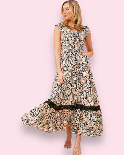 Cleo Maxi - Hex Geo Print