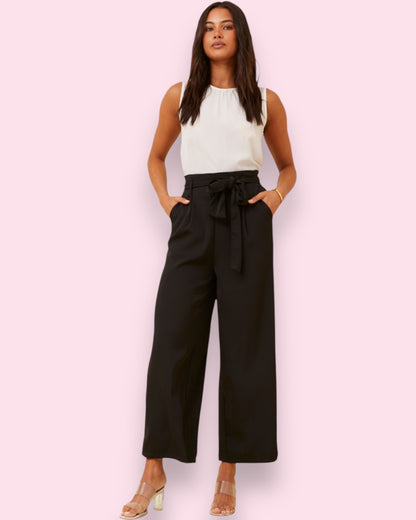 Lena Paperbag Waist Pants - Black