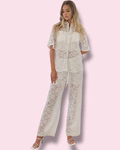 Leyna Lace pants - White