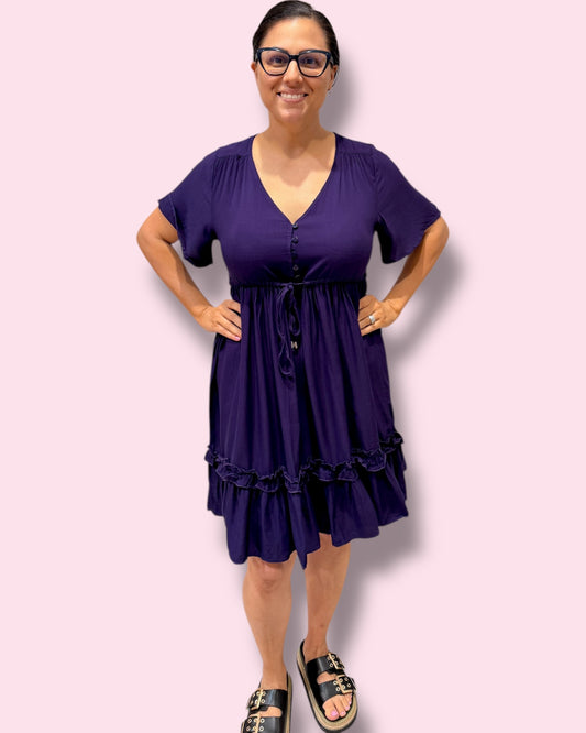 Calista Plain Dress - Purple