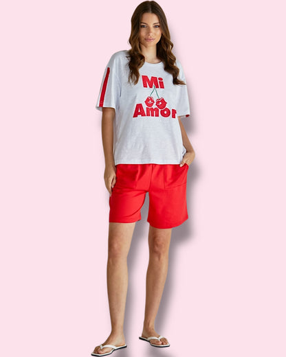 Relaxed Boxy Tee - Cherry Print