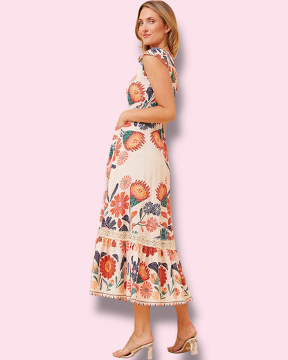 Cleo Maxi - Multi Orange Floral