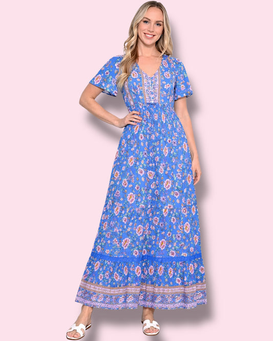 Cassie Maxi Dress - Blue Flowers