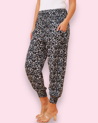 Harem Pants - Multi Blue Animal Print