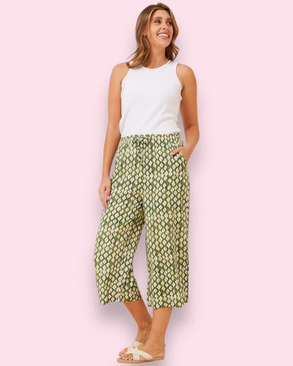 Ebony Printed Pants - Green