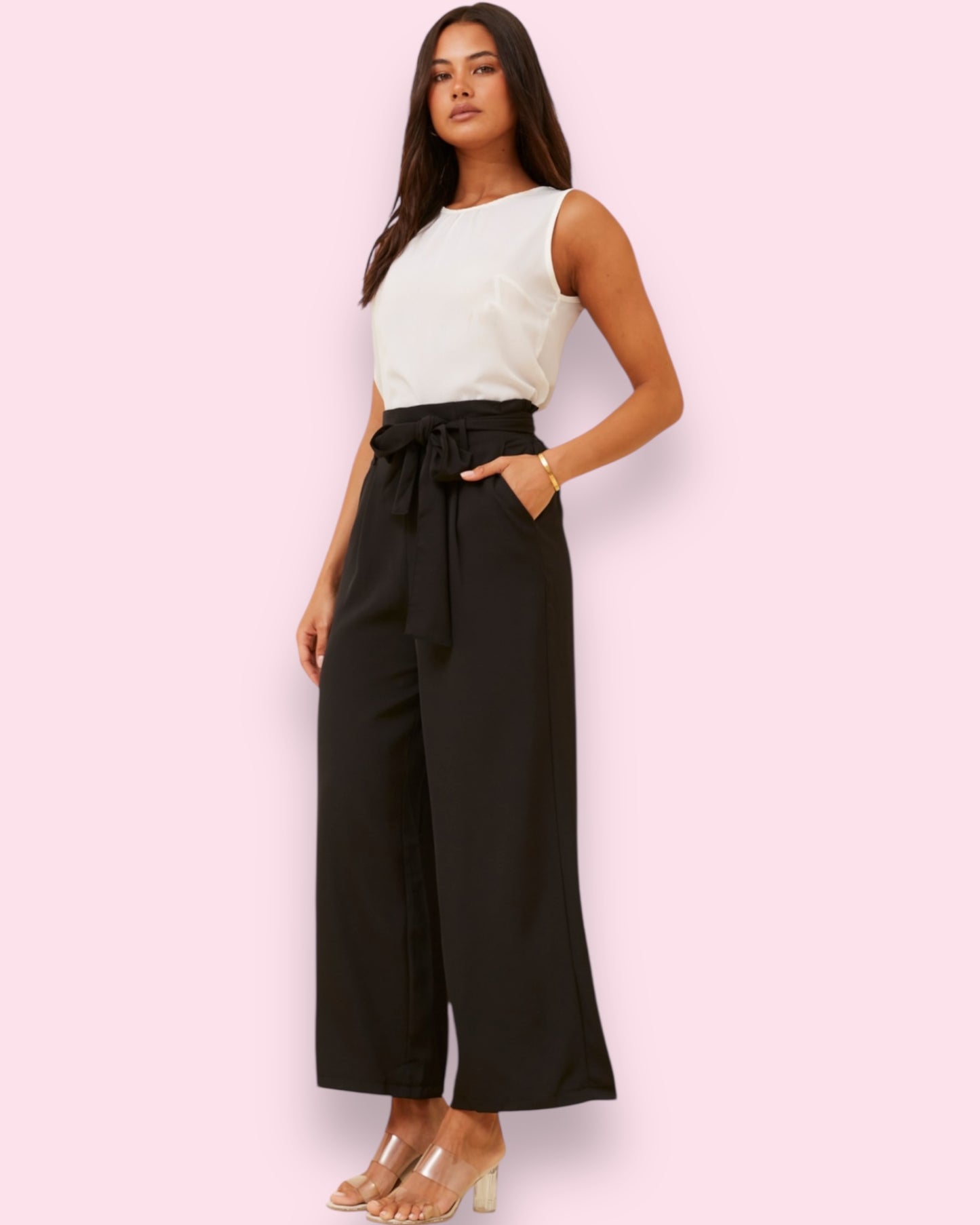Lena Paperbag Waist Pants - Black