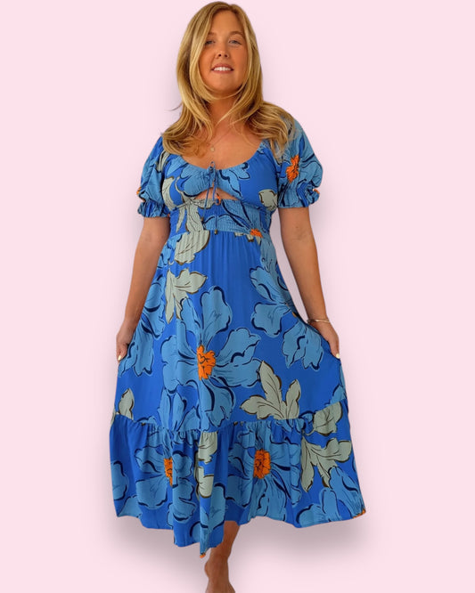 Rini Midi Dress - Blue Bell Print