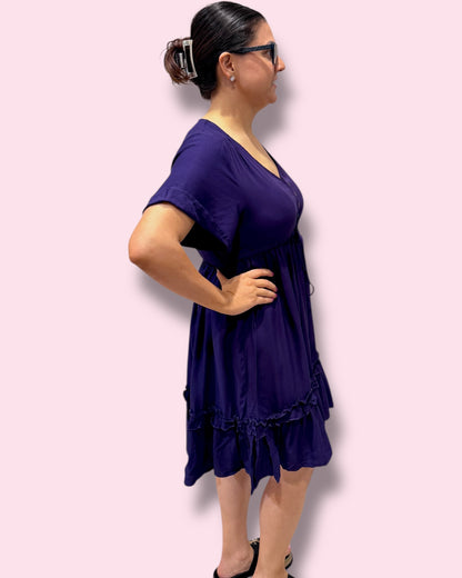 Calista Plain Dress - Purple