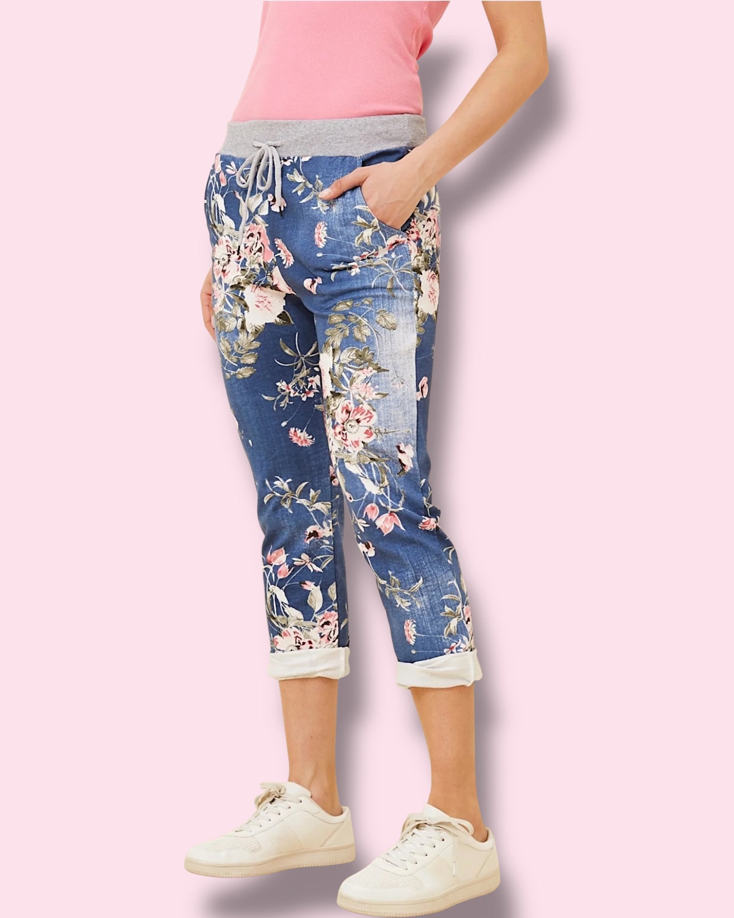 Jazzy 7/8 Printed Pants - Dark Denim